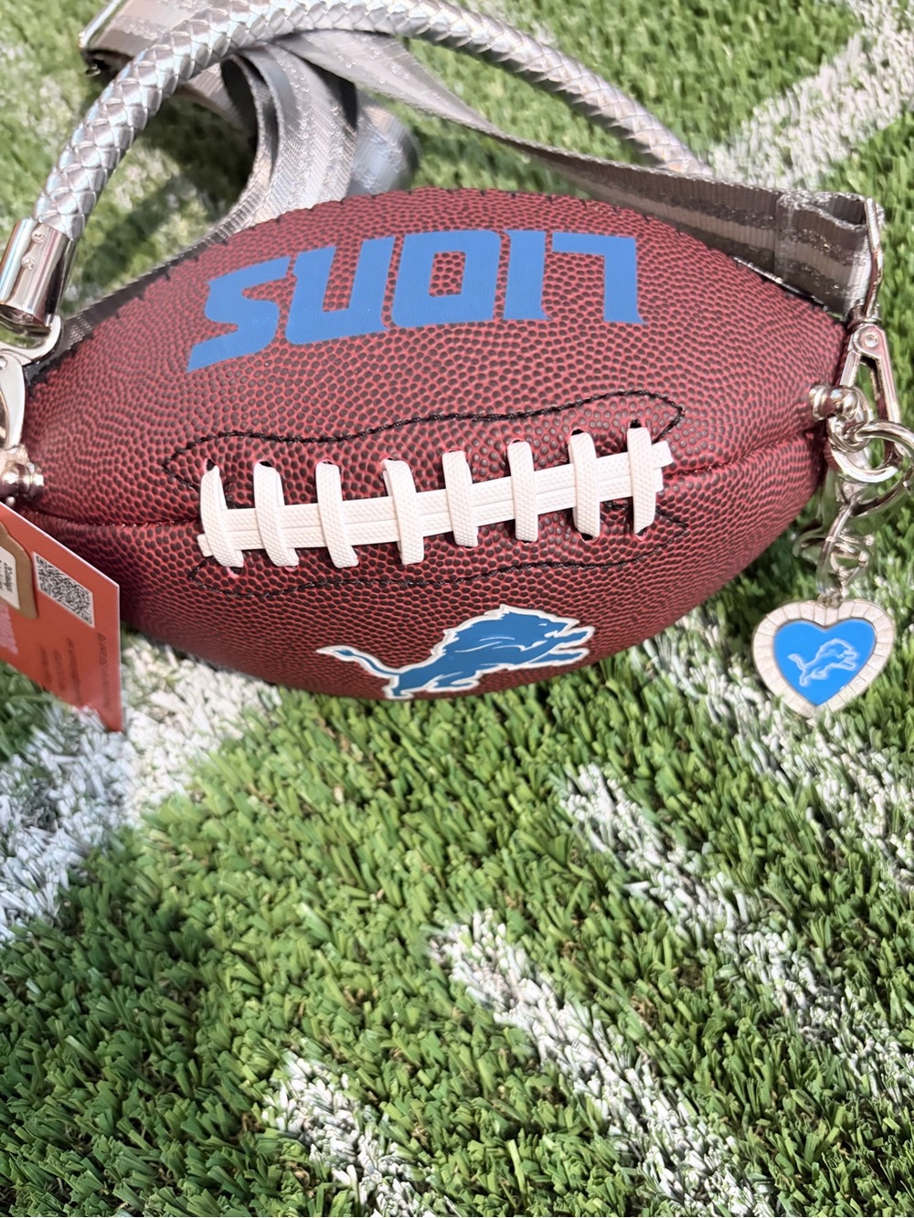 Detroit Lions Mini Football Crossbody Bag - Brown & Blue